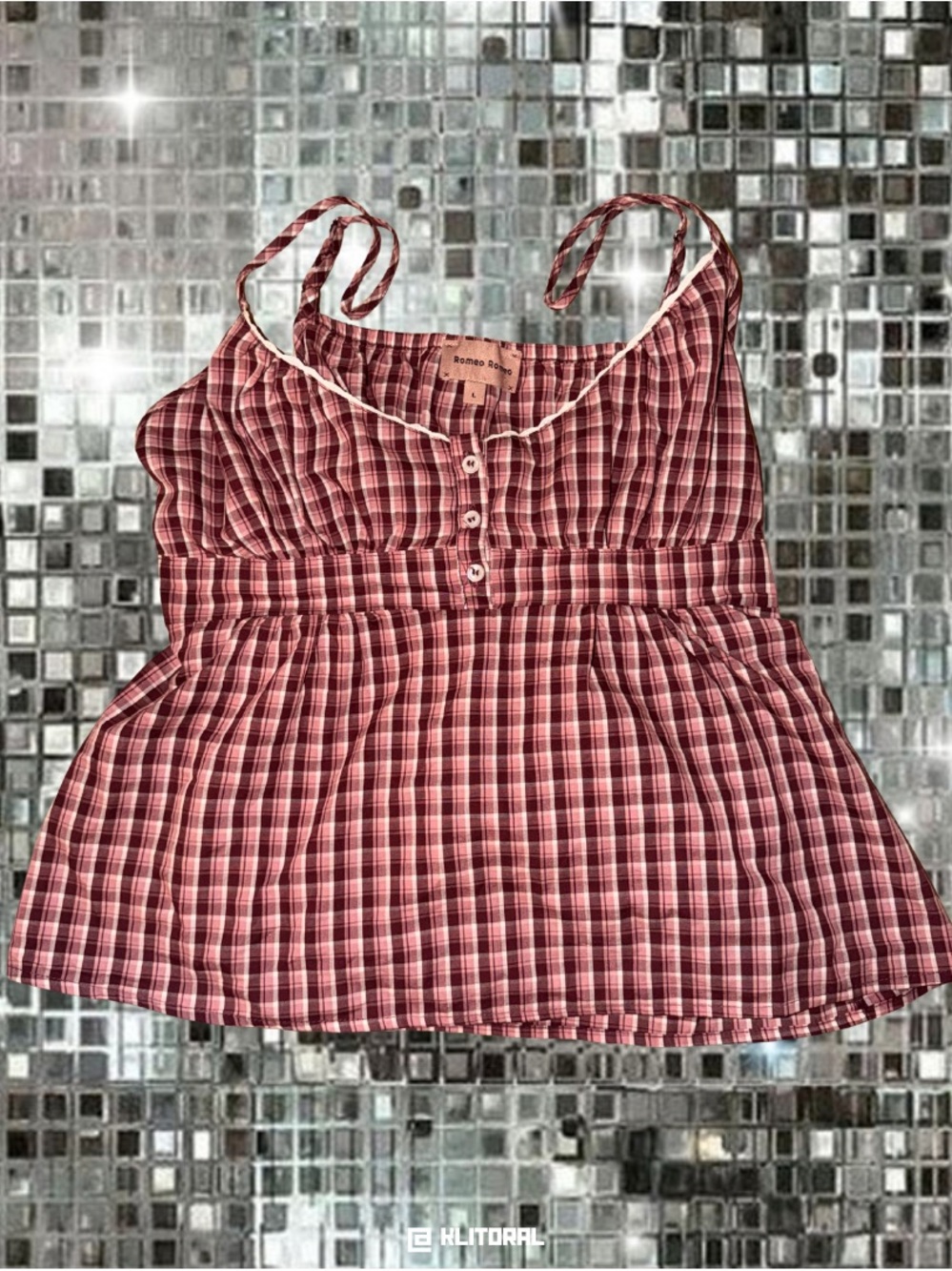 Burgendy/Pink Plaid Spaghetti Strap Top